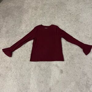 Free Assembly Ribbed Top with Bell Sleeves